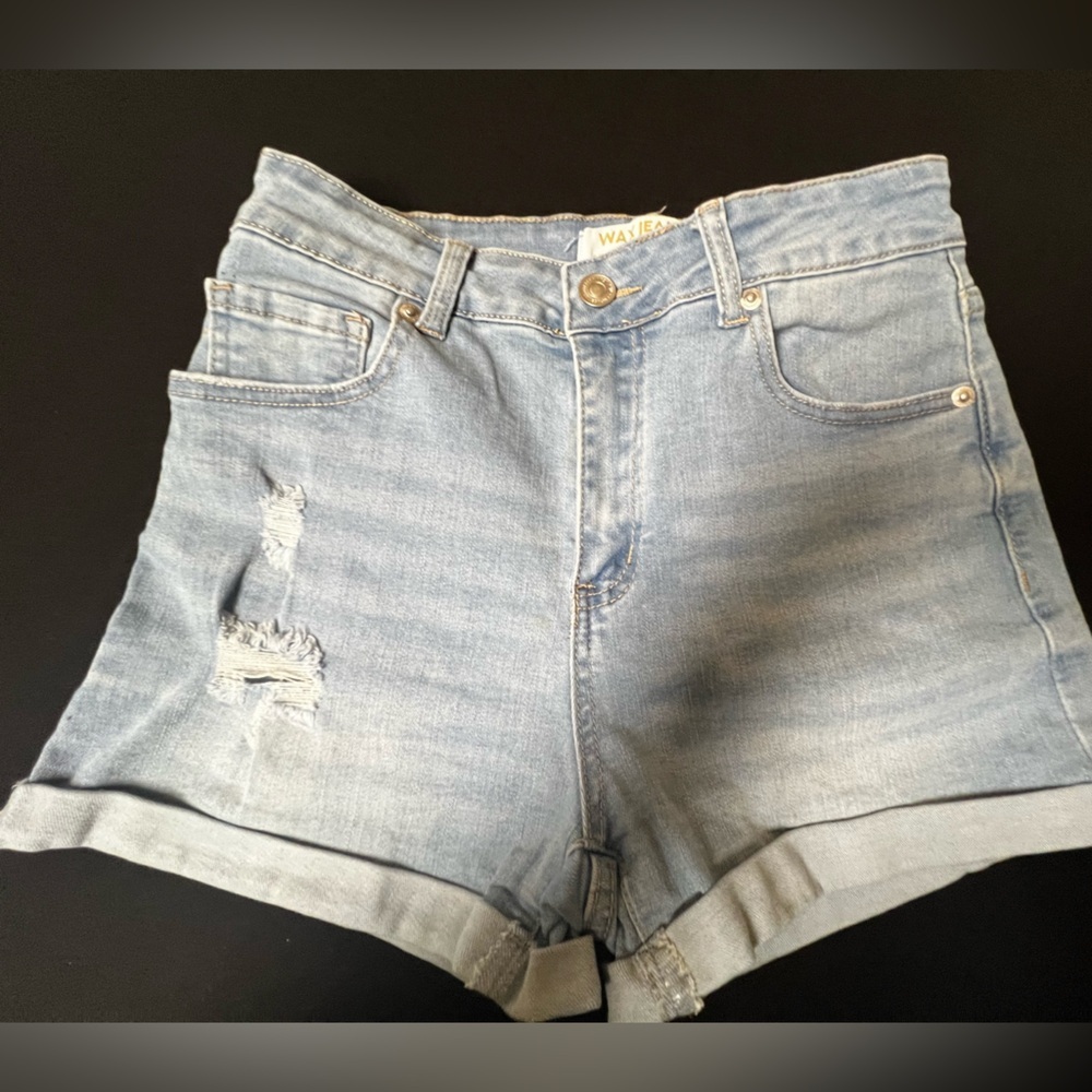 WAX JEANS SUSTAINABLE DENIM RIPPED & ROLLED UP HEM SIZE M SHORTS